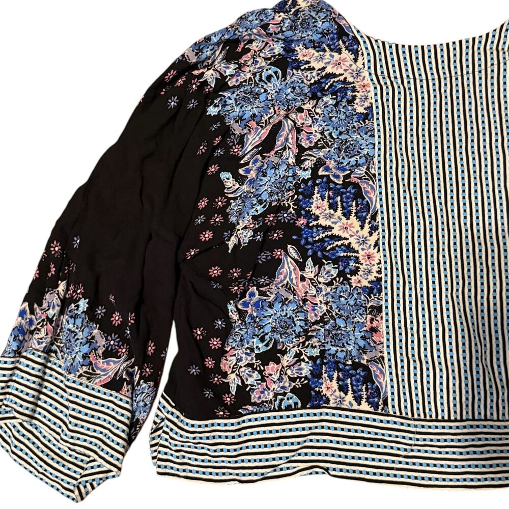 Free People Boho Floral Mixed Print Crop Top Blouse Size M - Picture 5 of 9
